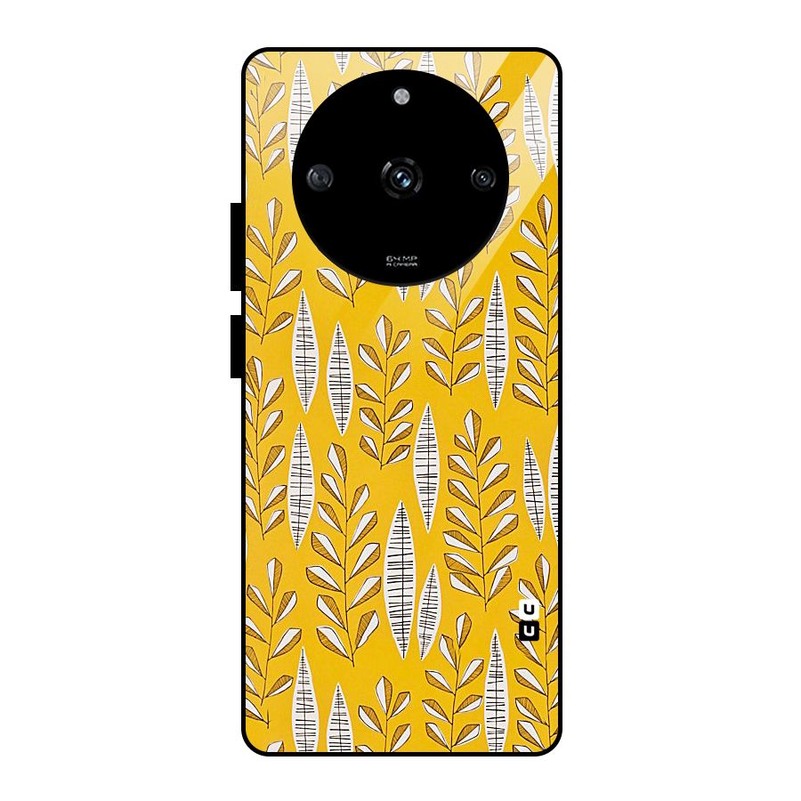 Yellow Leaf Pattern Glass Back Case for Realme Narzo 60 5G