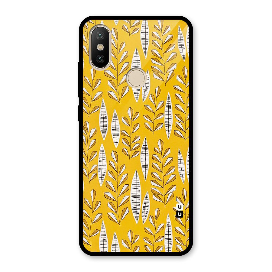 Yellow Leaf Pattern Glass Back Case for Redmi A2
