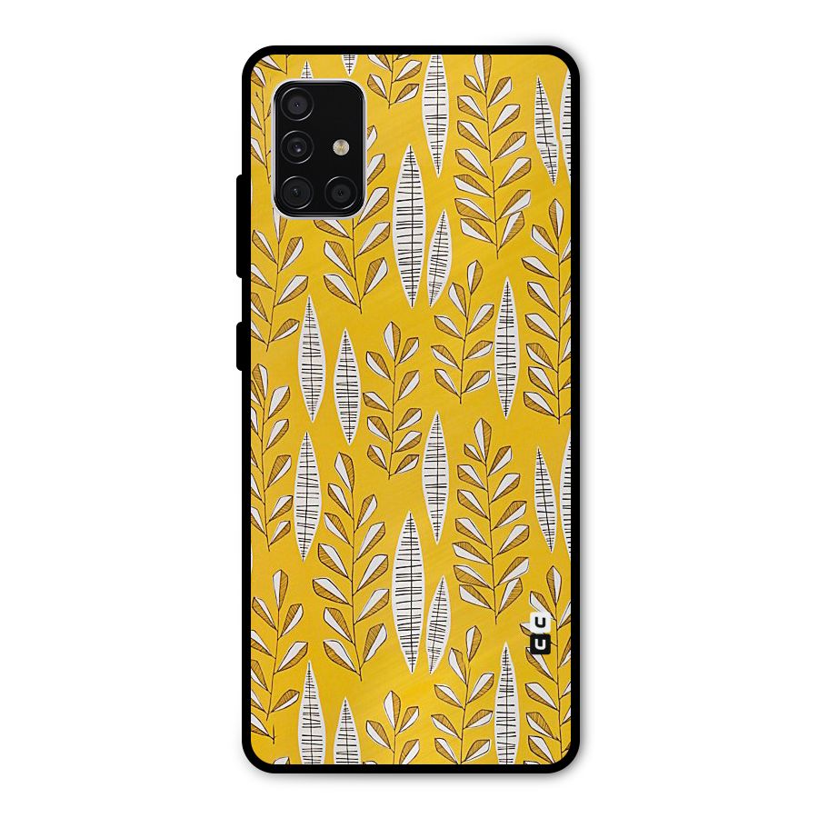 Yellow Leaf Pattern Metal Back Case for Galaxy A51