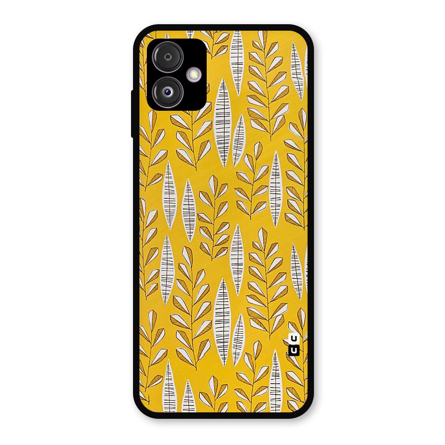 Yellow Leaf Pattern Metal Back Case for Galaxy F14