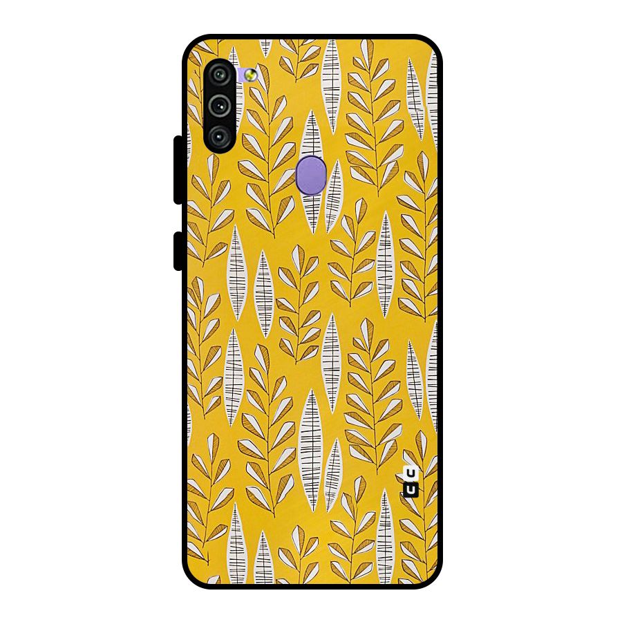 Yellow Leaf Pattern Metal Back Case for Galaxy M11