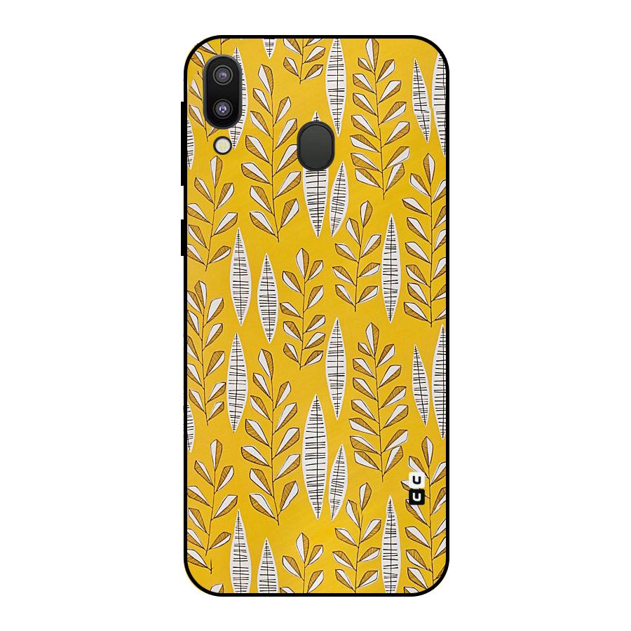 Yellow Leaf Pattern Metal Back Case for Galaxy M20