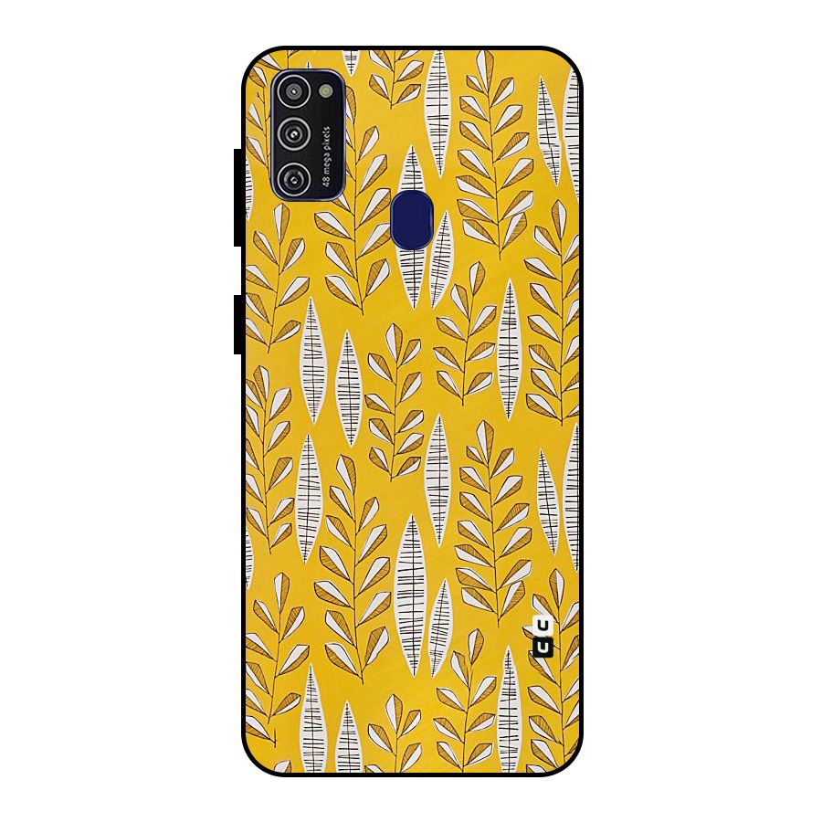 Yellow Leaf Pattern Metal Back Case for Galaxy M30s