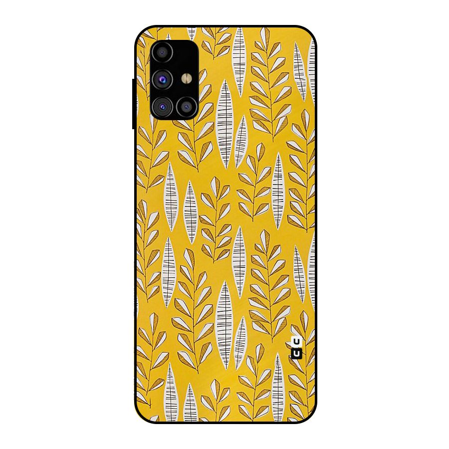 Yellow Leaf Pattern Metal Back Case for Galaxy M31s