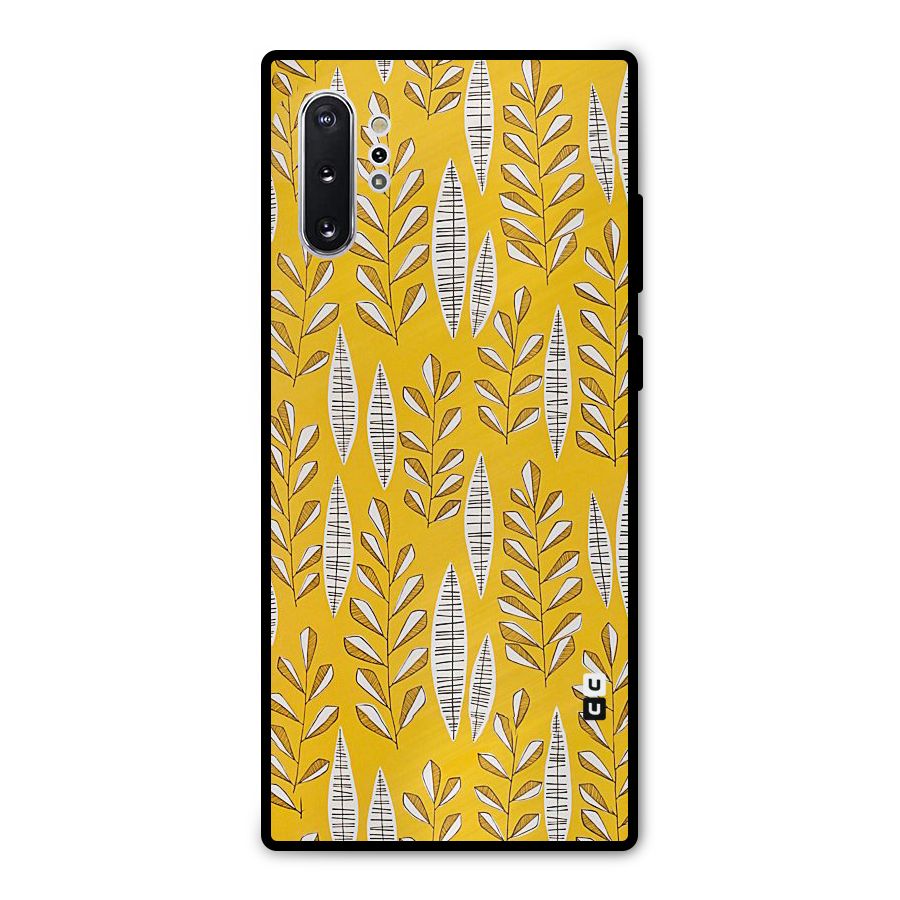 Yellow Leaf Pattern Metal Back Case for Galaxy Note 10 Plus
