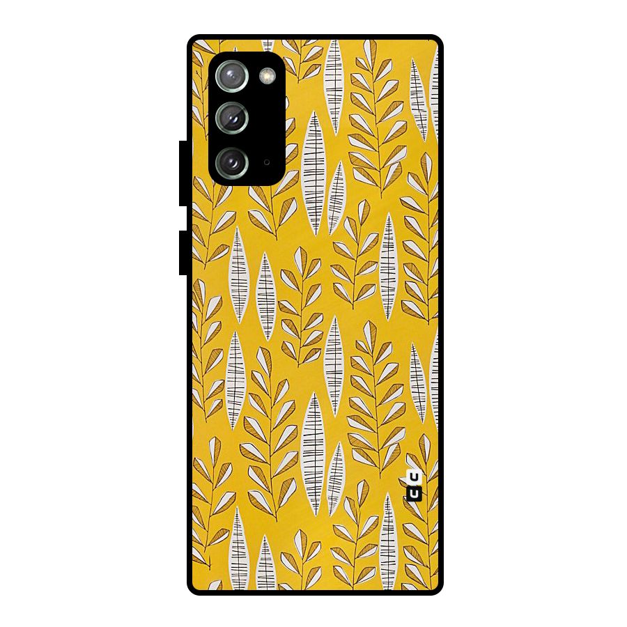 Yellow Leaf Pattern Metal Back Case for Galaxy Note 20