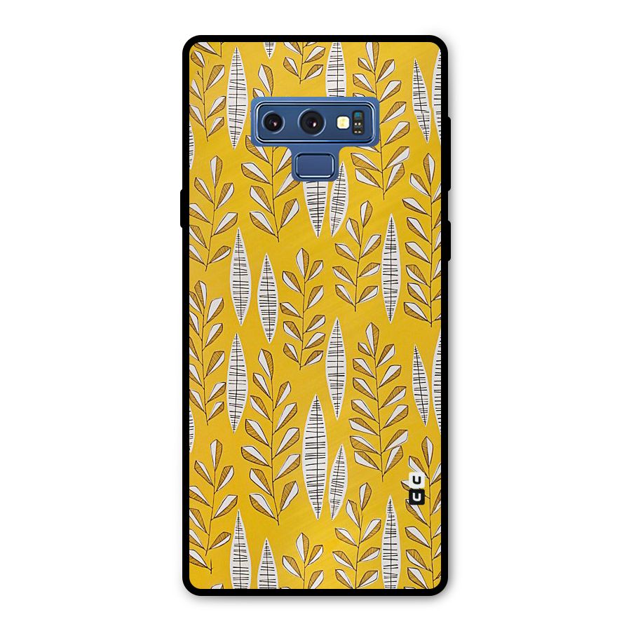 Yellow Leaf Pattern Metal Back Case for Galaxy Note 9
