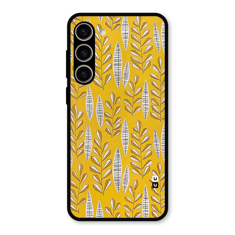 Yellow Leaf Pattern Metal Back Case for Galaxy S23 Plus