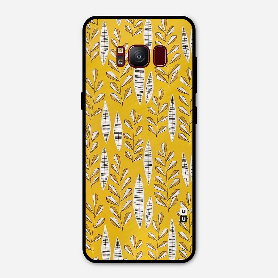 Yellow Leaf Pattern Metal Back Case for Galaxy S8