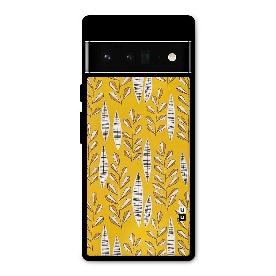 Yellow Leaf Pattern Metal Back Case for Google Pixel 6 Pro