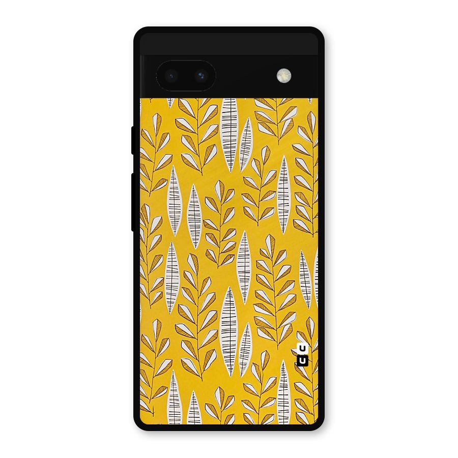 Yellow Leaf Pattern Metal Back Case for Google Pixel 6a