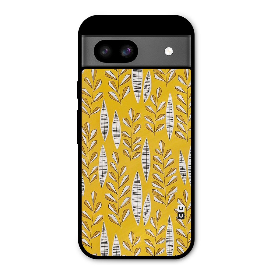 Yellow Leaf Pattern Metal Back Case for Google Pixel 8a