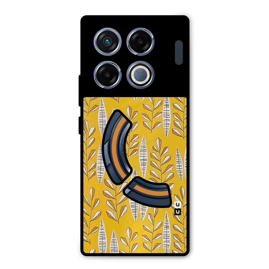 Yellow Leaf Pattern Metal Back Case for Infinix GT 20 Pro