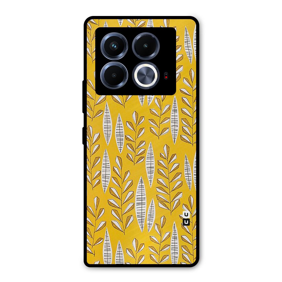 Yellow Leaf Pattern Metal Back Case for Infinix Note 40 5G