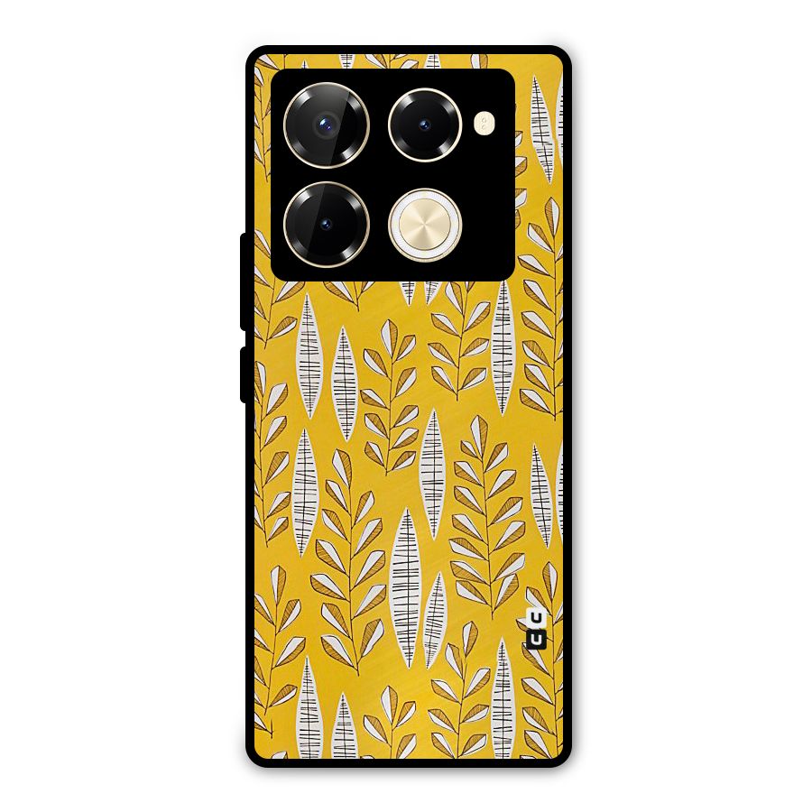 Yellow Leaf Pattern Metal Back Case for Infinix Note 40 Pro
