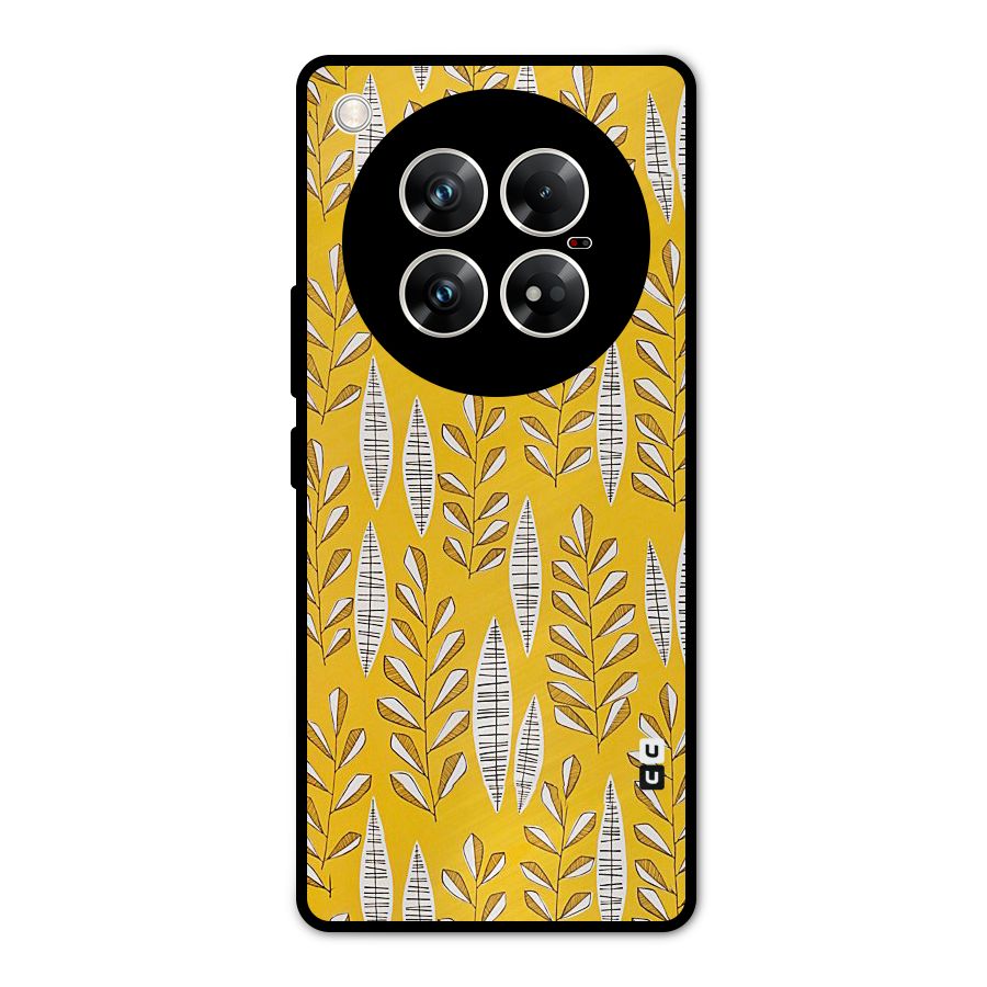 Yellow Leaf Pattern Metal Back Case for Infinix Zero 40 5G