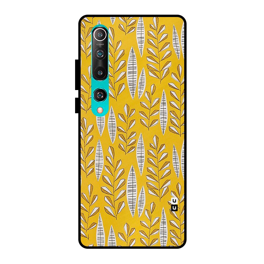 Yellow Leaf Pattern Metal Back Case for Mi 10