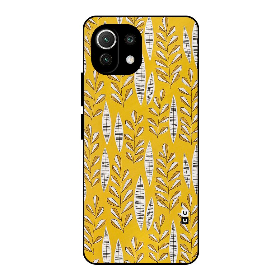 Yellow Leaf Pattern Metal Back Case for Mi 11 Lite