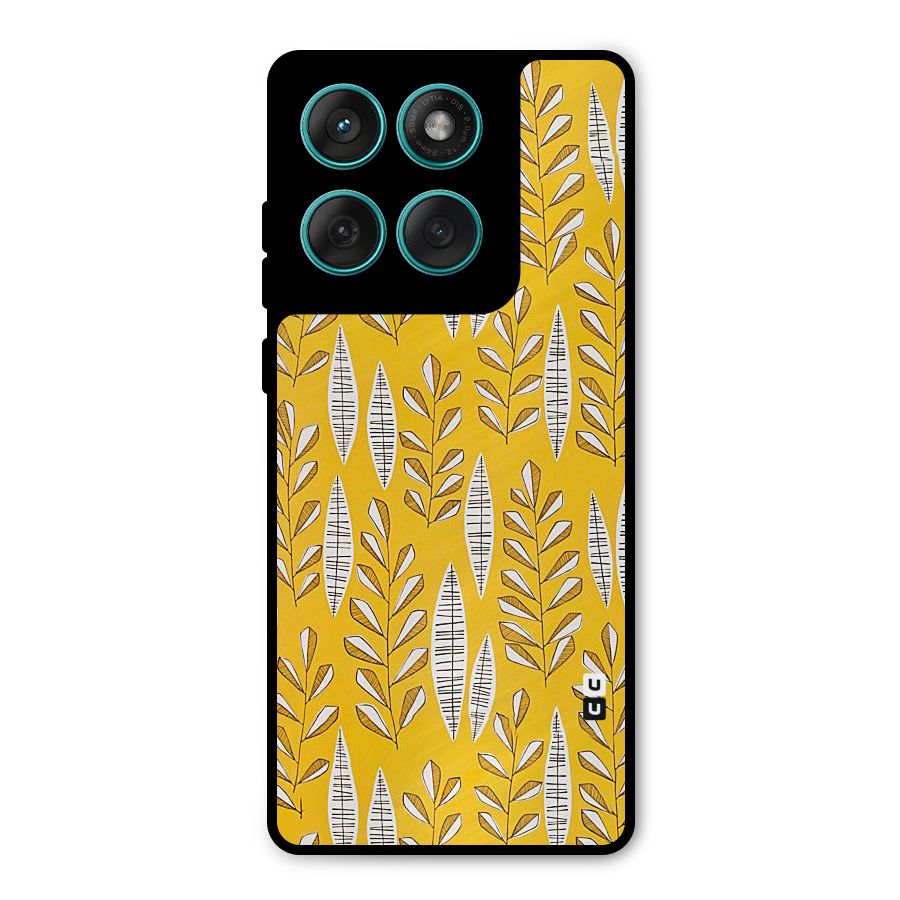 Yellow Leaf Pattern Metal Back Case for Motorola Edge 60 Fusion