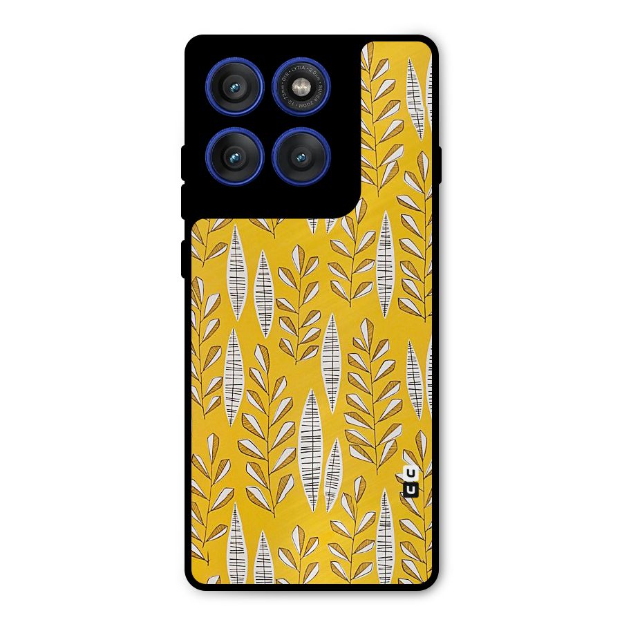 Yellow Leaf Pattern Metal Back Case for Motorola Edge 60 Pro