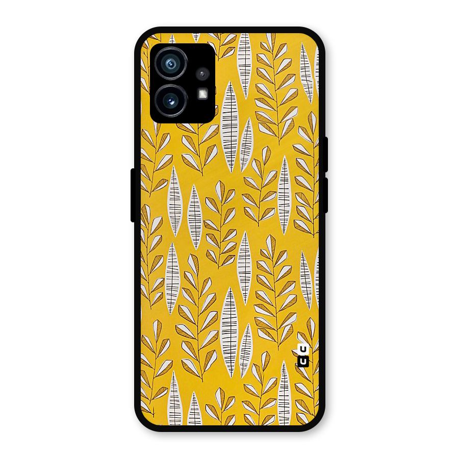 Yellow Leaf Pattern Metal Back Case for Nothing Phone 1