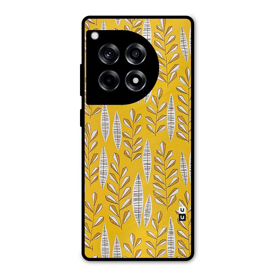 Yellow Leaf Pattern Metal Back Case for OnePlus 12R