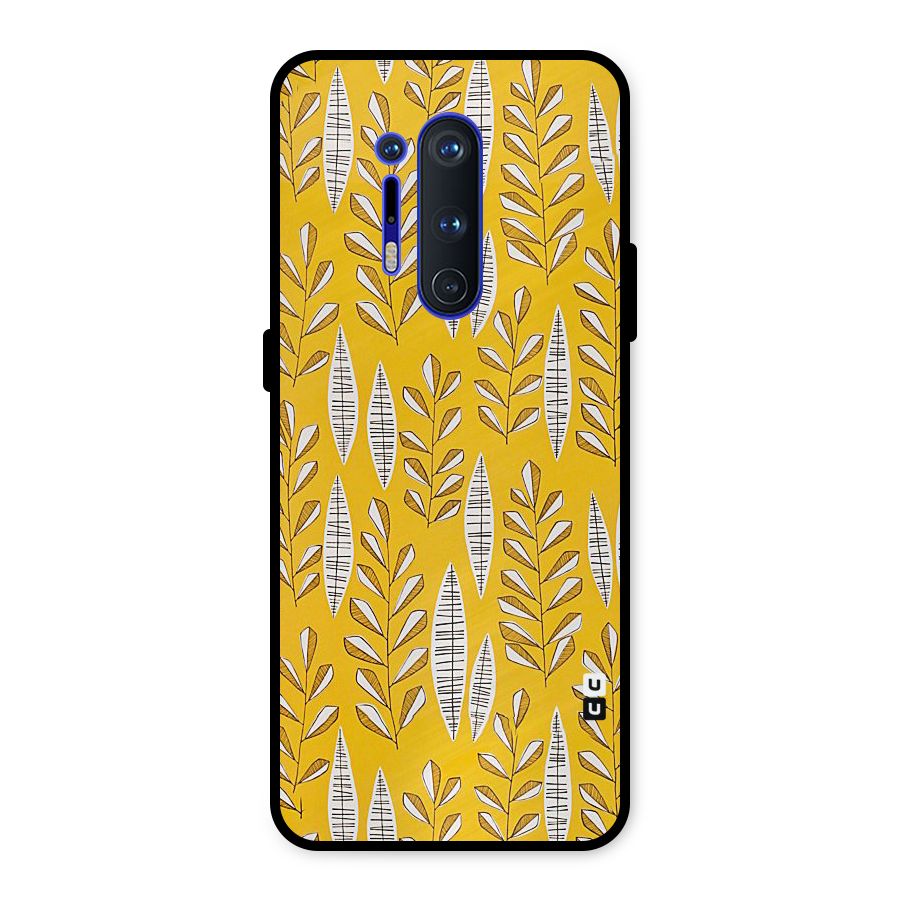 Yellow Leaf Pattern Metal Back Case for OnePlus 8 Pro