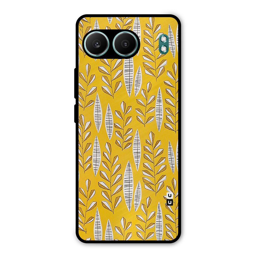 Yellow Leaf Pattern Metal Back Case for OnePlus Nord 4