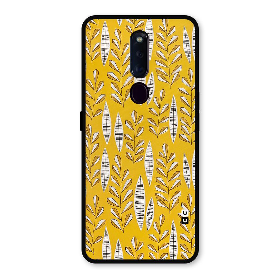 Yellow Leaf Pattern Metal Back Case for Oppo F11 Pro