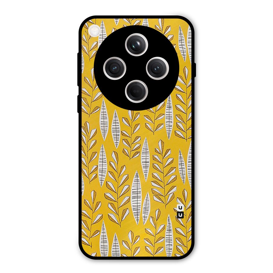 Yellow Leaf Pattern Metal Back Case for Oppo Find X8