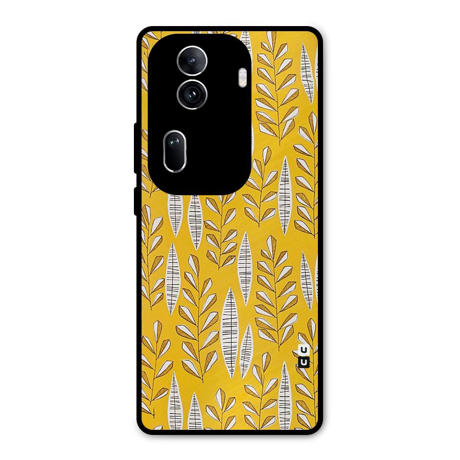 Yellow Leaf Pattern Metal Back Case for Oppo Reno11 Pro 5G