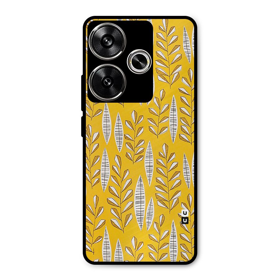 Yellow Leaf Pattern Metal Back Case for Poco F6