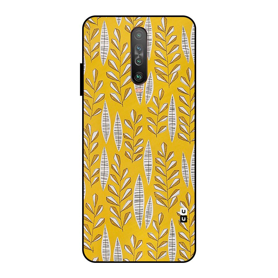 Yellow Leaf Pattern Metal Back Case for Poco X2