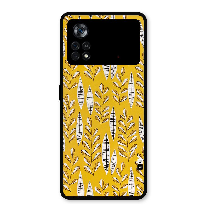 Yellow Leaf Pattern Metal Back Case for Poco X4 Pro 5G