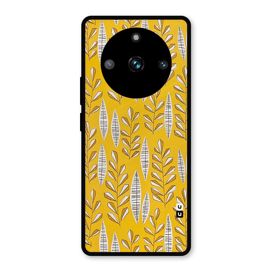 Yellow Leaf Pattern Metal Back Case for Realme 11 Pro