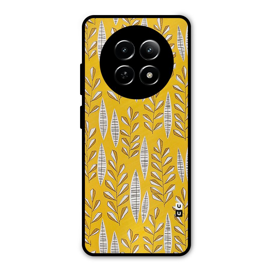 Yellow Leaf Pattern Metal Back Case for Realme 13