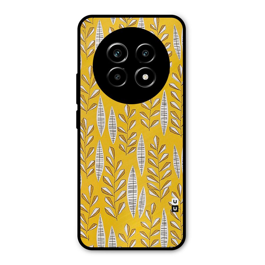 Yellow Leaf Pattern Metal Back Case for Realme 14 Pro Lite