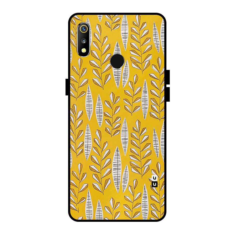 Yellow Leaf Pattern Metal Back Case for Realme 3i