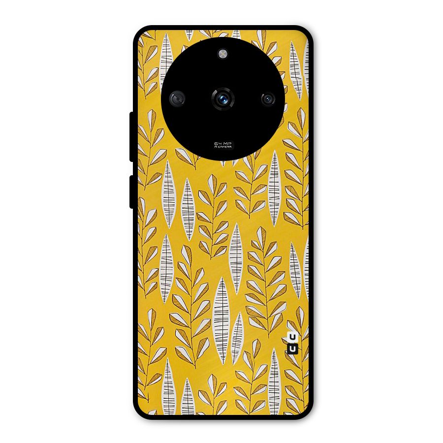 Yellow Leaf Pattern Metal Back Case for Realme Narzo 60 5G