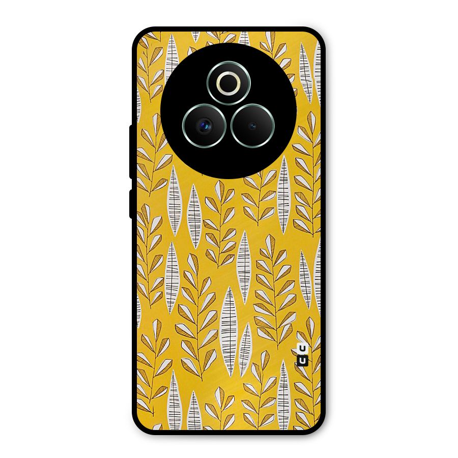 Yellow Leaf Pattern Metal Back Case for Realme P3 Pro