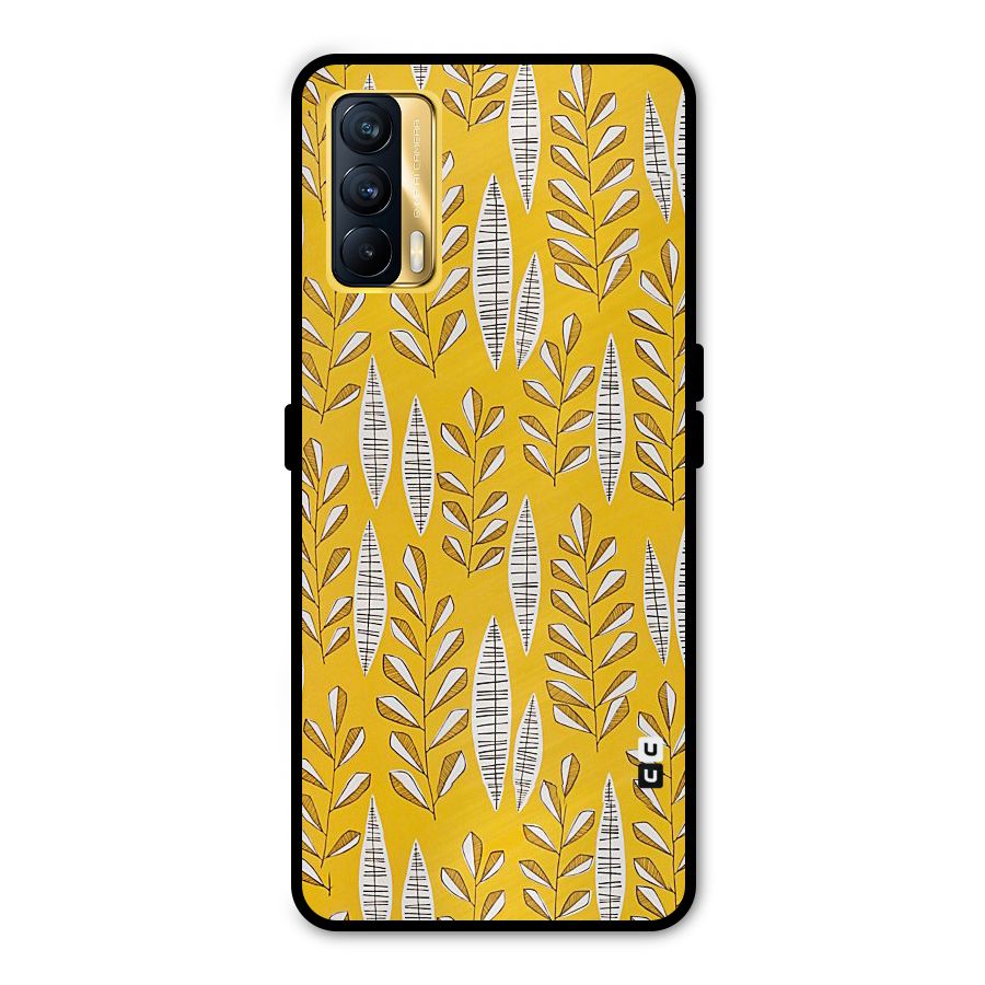 Yellow Leaf Pattern Metal Back Case for Realme X7