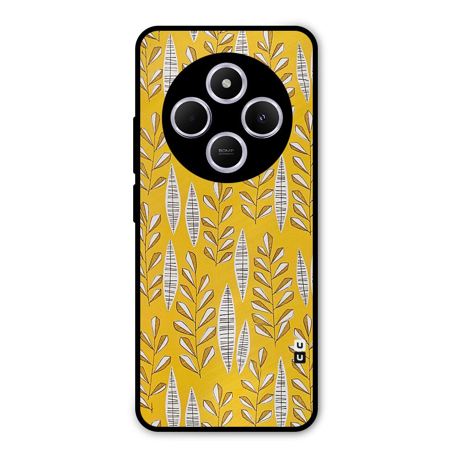 Yellow Leaf Pattern Metal Back Case for Redmi 14C