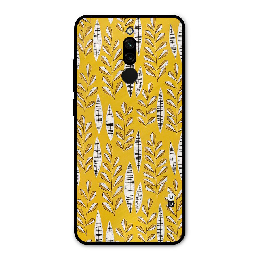 Yellow Leaf Pattern Metal Back Case for Redmi 8