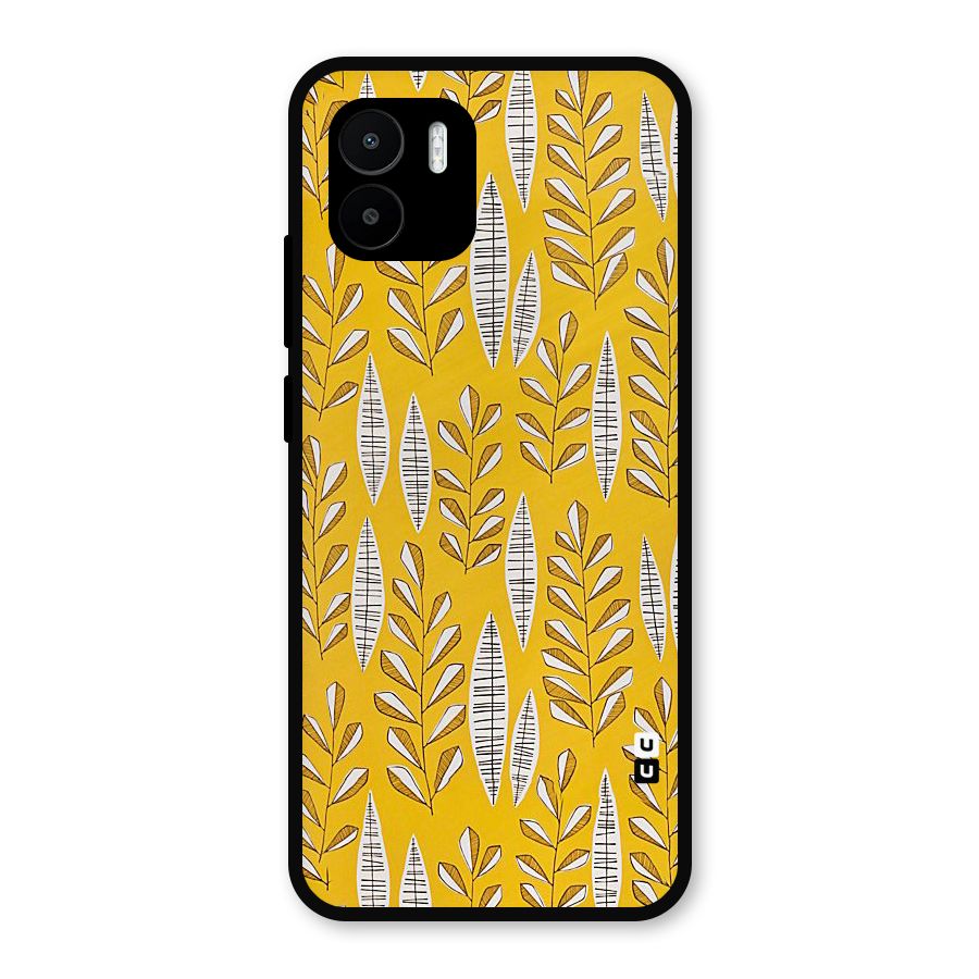 Yellow Leaf Pattern Metal Back Case for Redmi A2