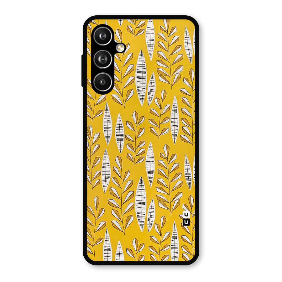 Yellow Leaf Pattern Metal Back Case for Samsung Galaxy M54