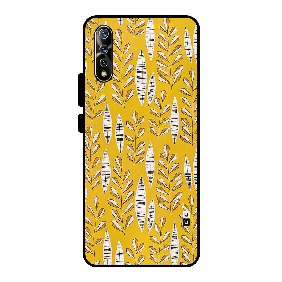 Yellow Leaf Pattern Metal Back Case for Vivo S1