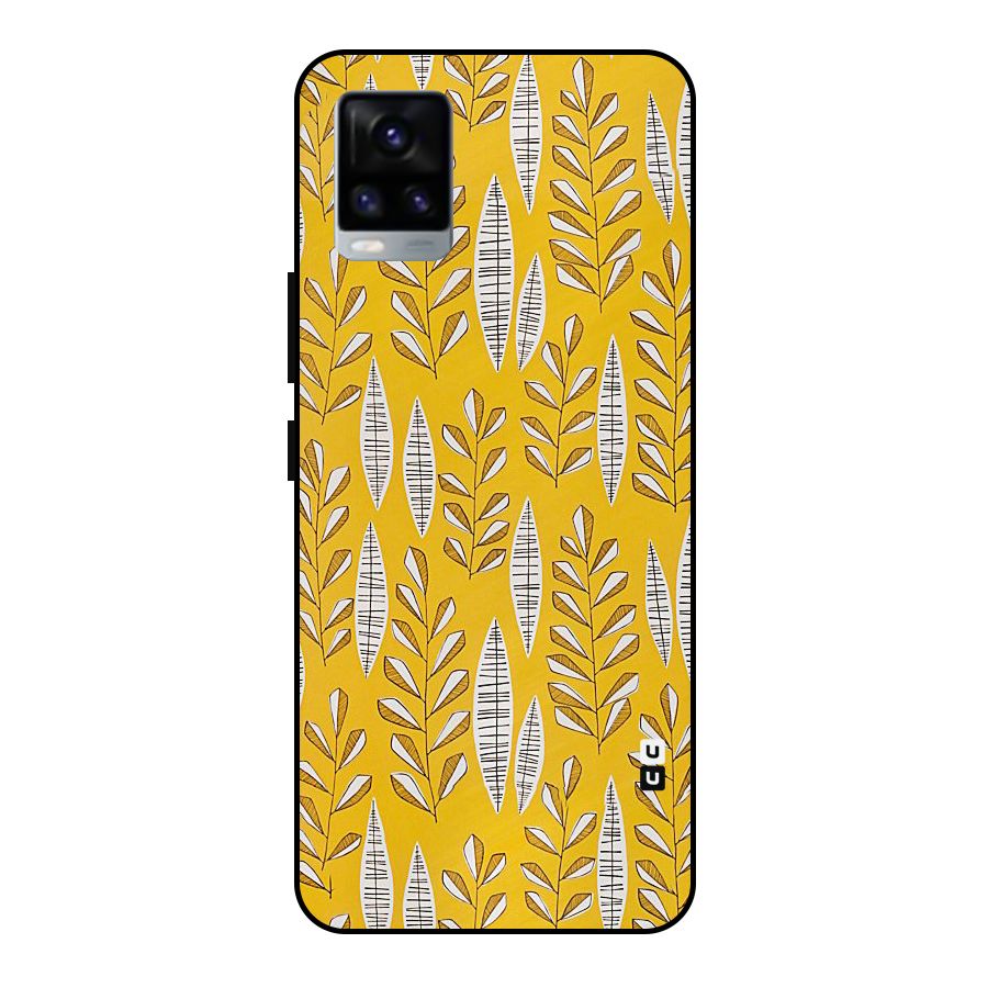 Yellow Leaf Pattern Metal Back Case for Vivo V20