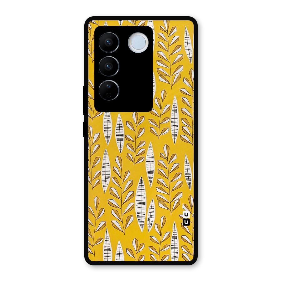 Yellow Leaf Pattern Metal Back Case for Vivo V27