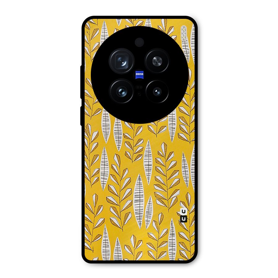 Yellow Leaf Pattern Metal Back Case for Vivo X200 Pro