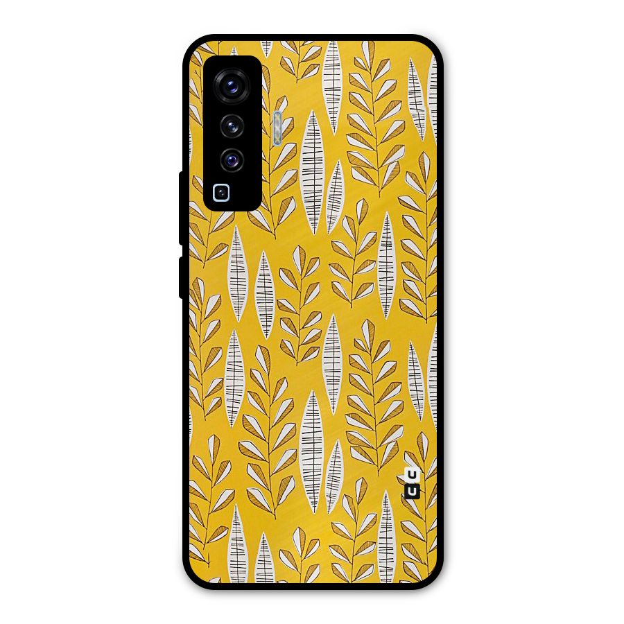 Yellow Leaf Pattern Metal Back Case for Vivo X50